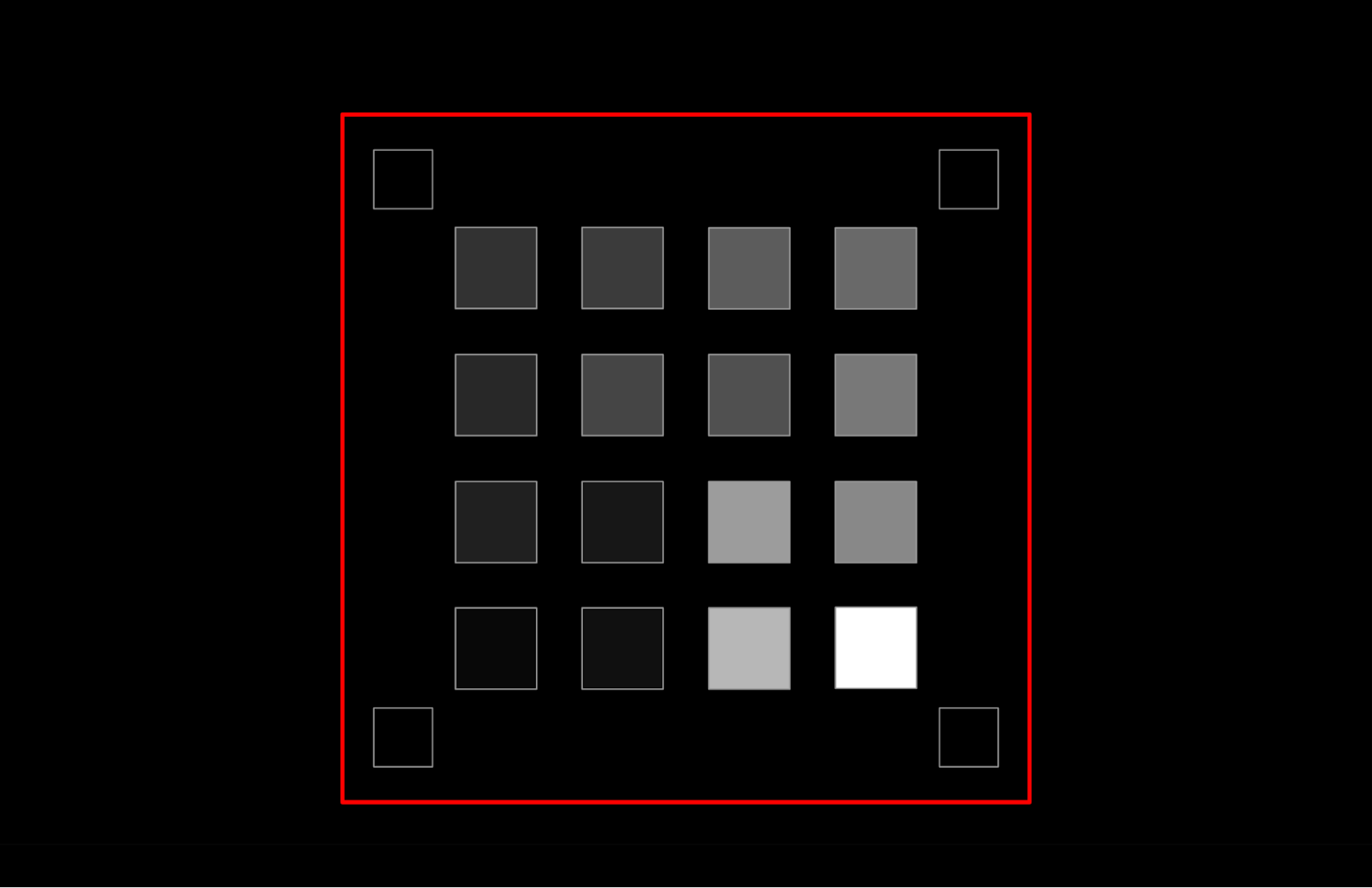 Low Light test chart displayed on tablet in ITS box