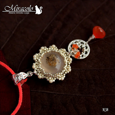 Flamboyan - wisiorek z agatem dendrytowym Miracolo, agat dendrytowy, karneol, agate pendant