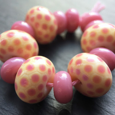 Lampwork glass beads by Laura Sparling, made with CiM 'Painted Hills' Lampwork glass beads by Laura Sparling, made with CiM 'Painted Hills'