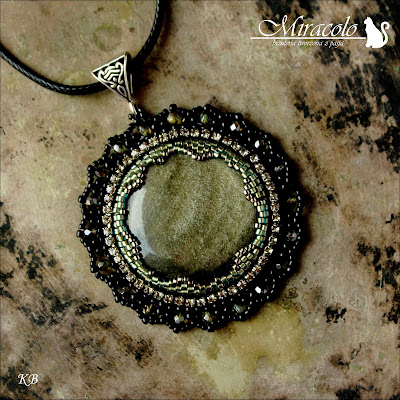 Wisiorek Colima wisiorek z obsydianem złotym, obsydian złoty, obsidian pendant, Miracolo