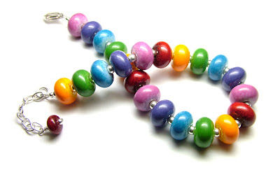 Lampwork glass and sterling silver bracelet Lampwork glass and sterling silver bracelet