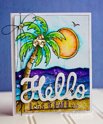 FUN summer card using image by @Suzy Plantamura @Kuretake Zig Created by Michele Kovack