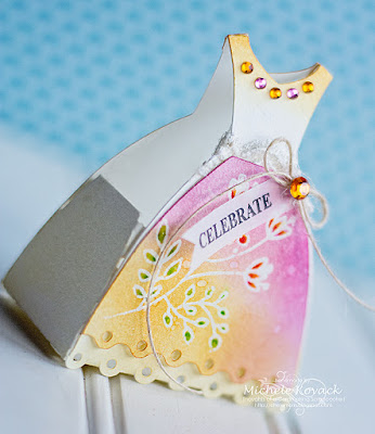 Lovely dress box using the @Silhouette and @JustRite stamps! @SRM Created by Michele Kovack