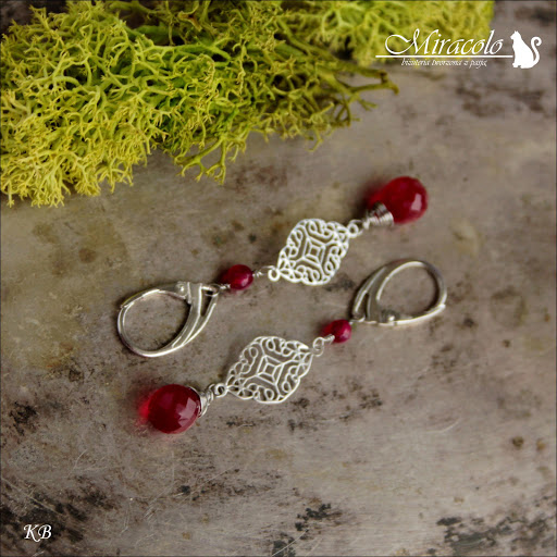 Botermo- kolczyki z czerwonymi kwarcami Miracolo, kwarc czerwony, red quartz, red quartz earrings, kolczyki z czerwonymi kwarcami