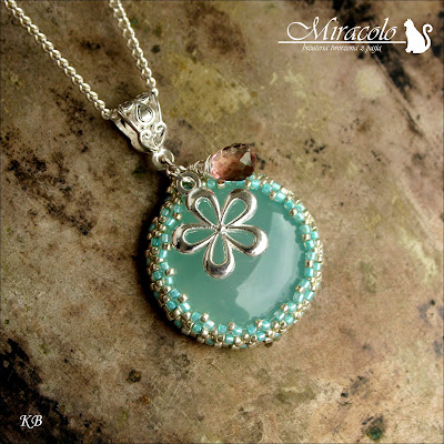 Tupitipiti - wisiorek z chalcedonem i kwarcem chalcedon, chalcedony pendat, kwarc różowy kropla, pink mystic quartz drop, miracolo