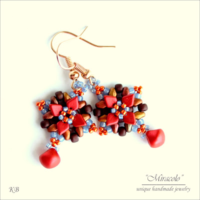 Kolczyki Guallatiri earrings with dragon scale beads, kolczyki z koralikam dragon scales