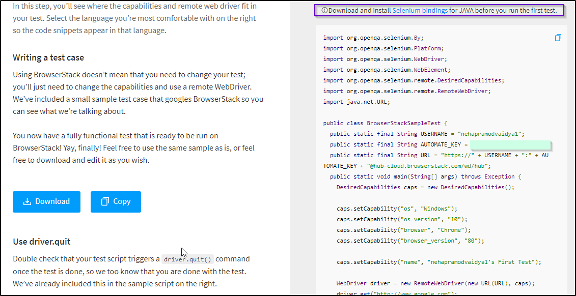 Step 1 - Run Selenium Test Script using Capability Generator Step 1 - Run Selenium Script using Capability Generator