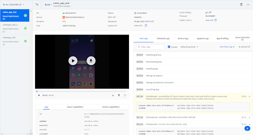 BrowserStack App Automate Dashboard BrowserStack App Automate Dashboard