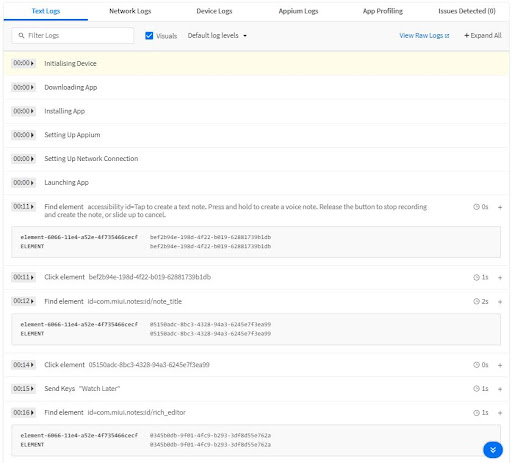 Text Logs for Appium Python Test Text Logs for Appium Python Test