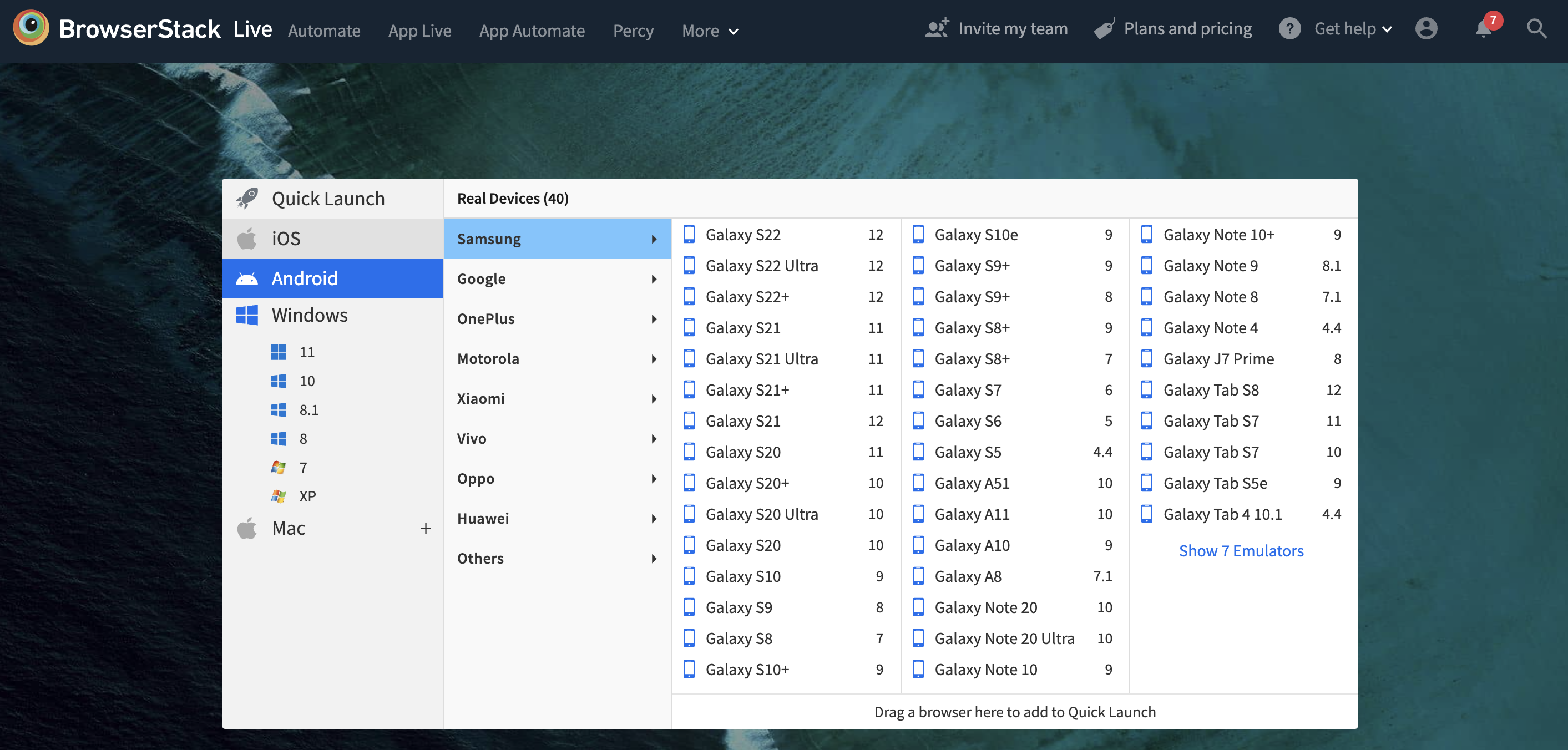 BrowserStack Live Dashboard BrowserStack Live Dashboard