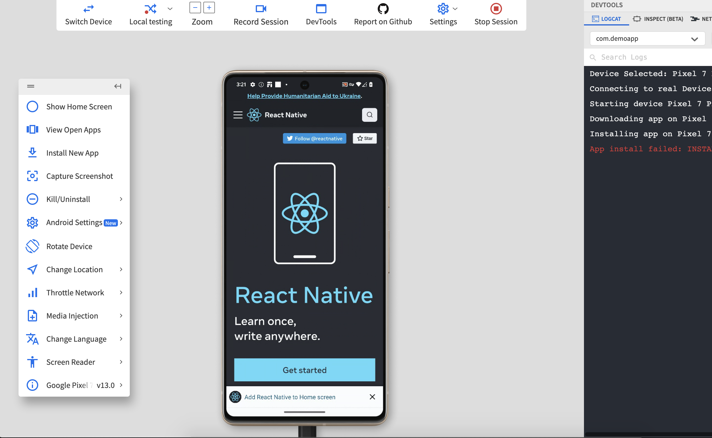 Test react native apps on real Android and iOS devices with App Live Test react native apps on real Android and iOS devices with App Live