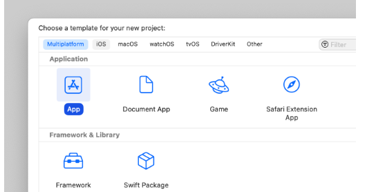 Xcode New Project Window Xcode New Project Window