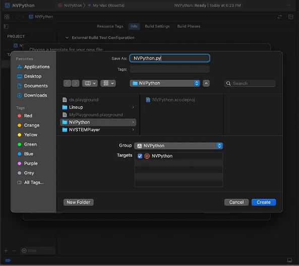 Create a Python File for Xcode Create a Python File for Xcode