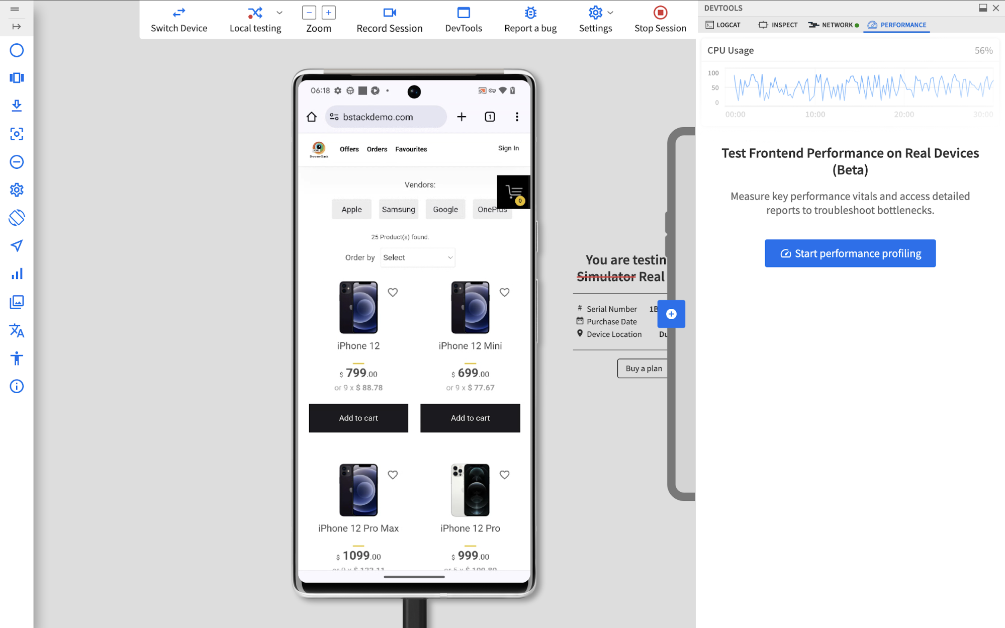 BrowserStack demo site BrowserStack demo site