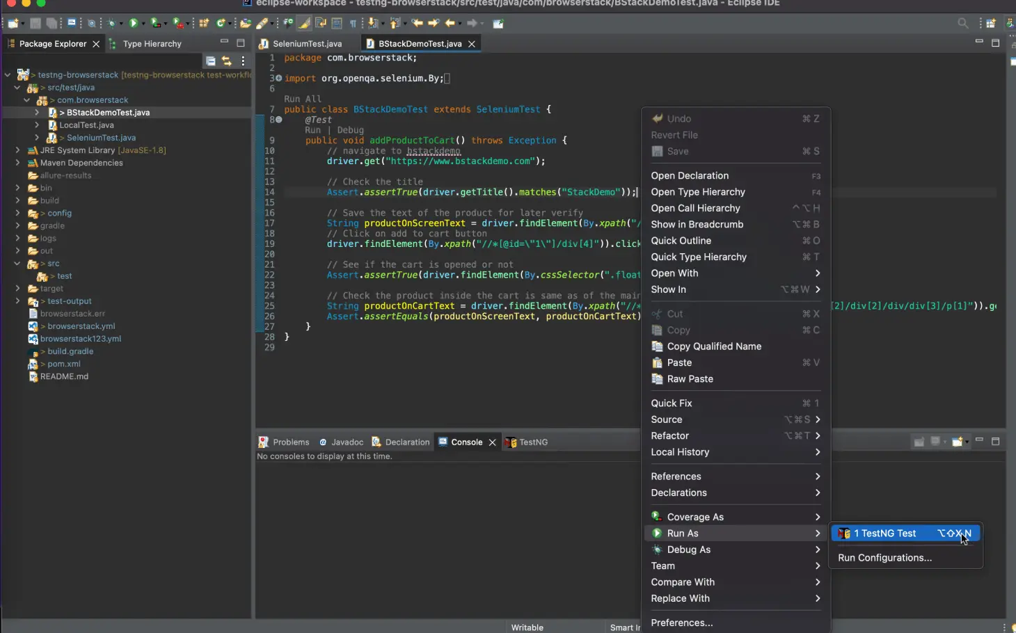 Run TestNG XMLTest using BrowserStack Run TestNG XMLTest using BrowserStack