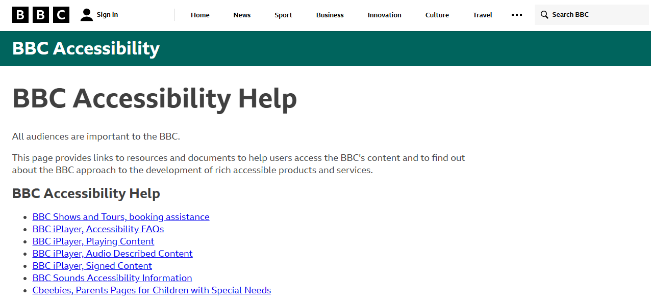 Accessibility Website Example BBC Accessibility Website Example BBC