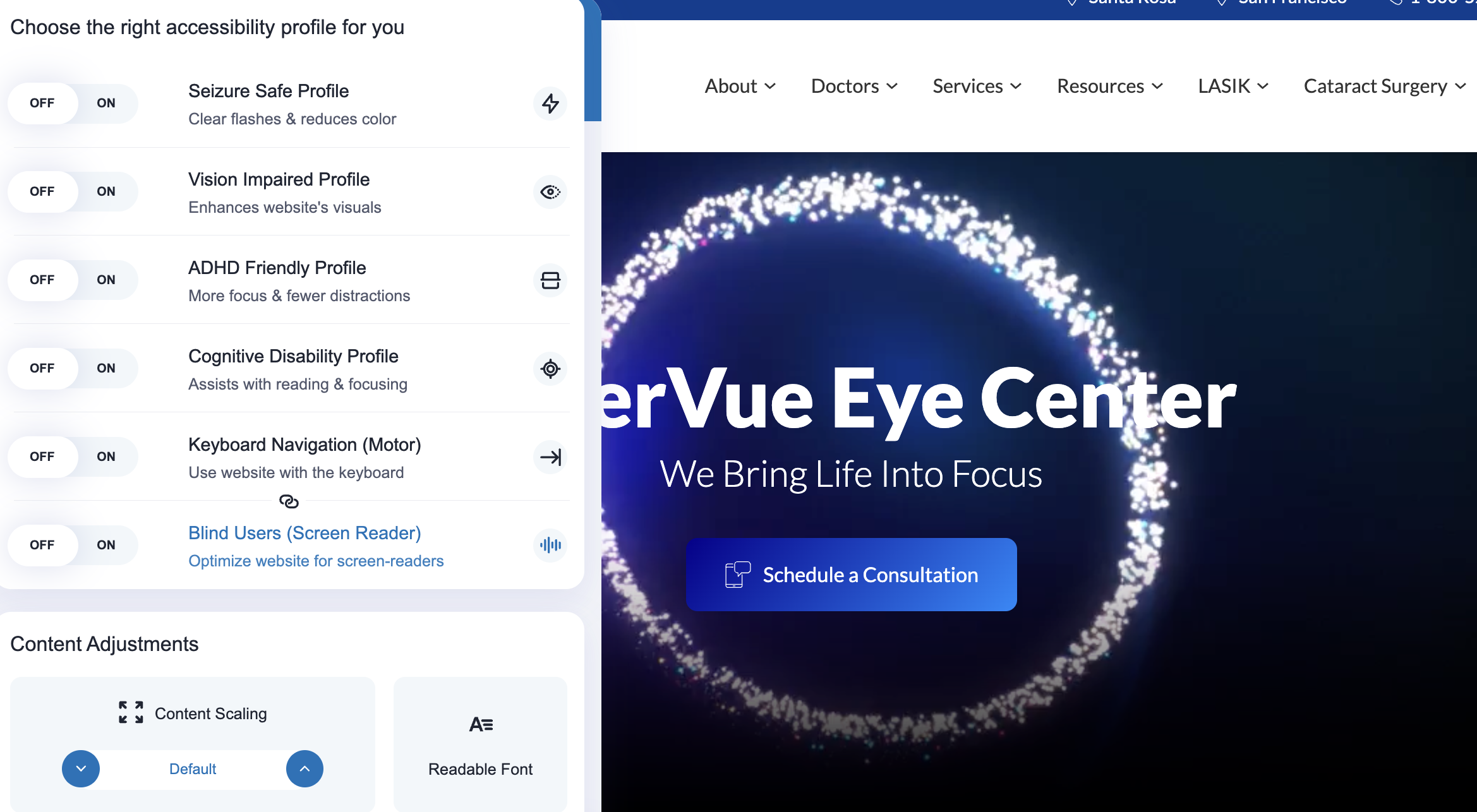 Accessible Website Example LaserVue Eye Center Accessible Website Example LaserVue Eye Center