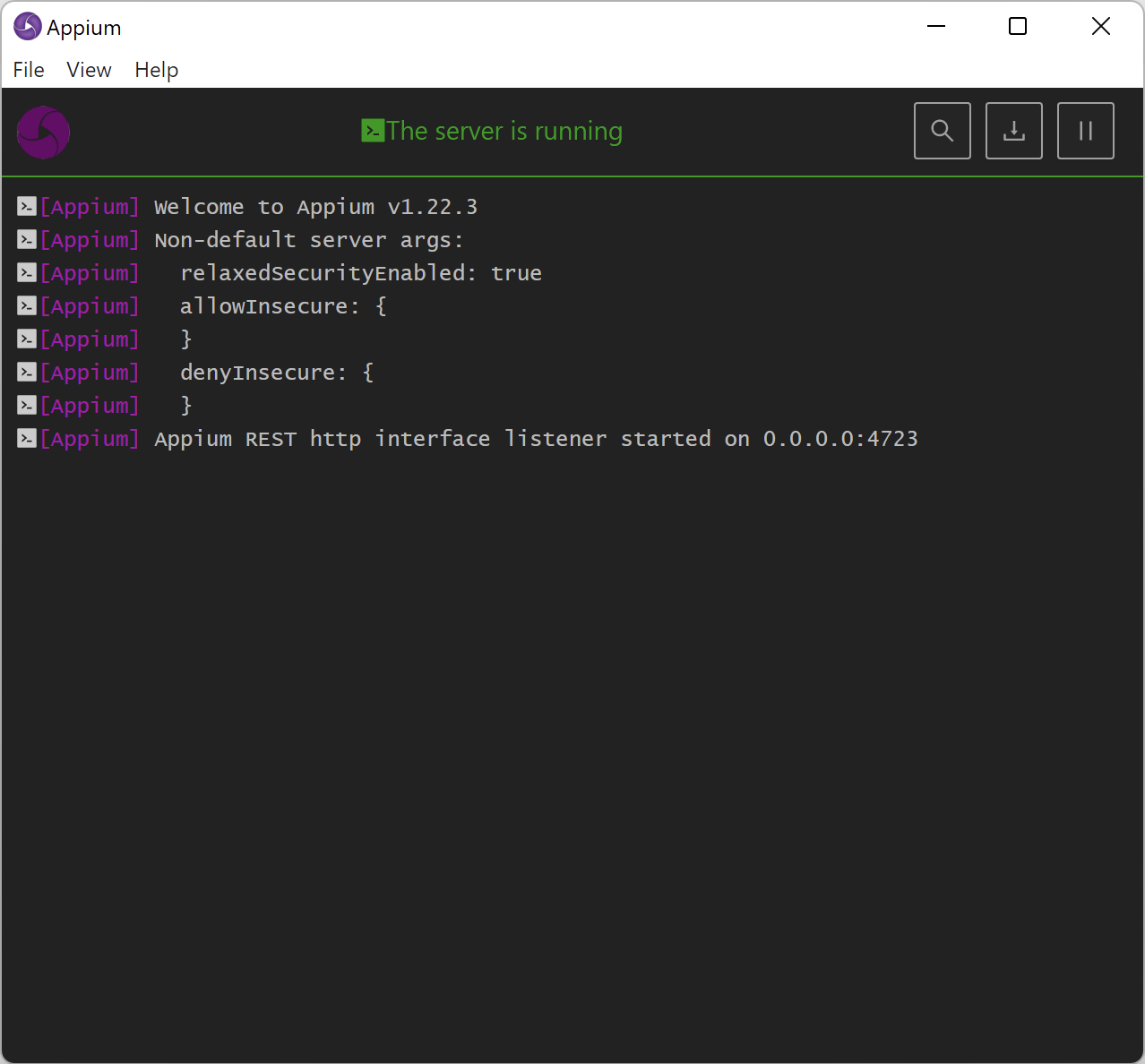 The server is running The server is running