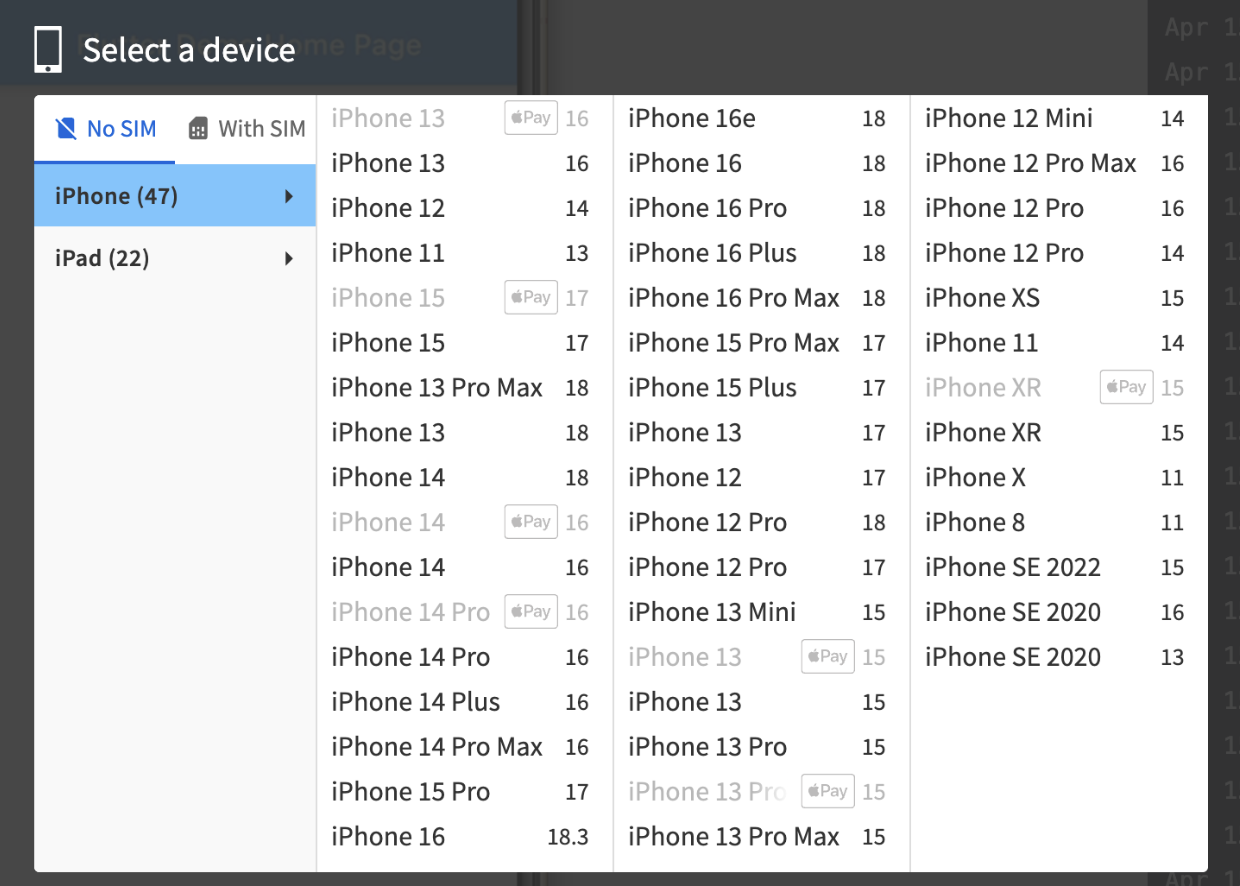 Select another iOS device from the device list Select another iOS device from the device list