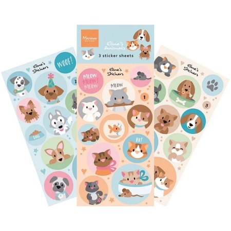 Marianne Design stickers, 3 vel, honden en katten CA3200 (Locatie: 1149)