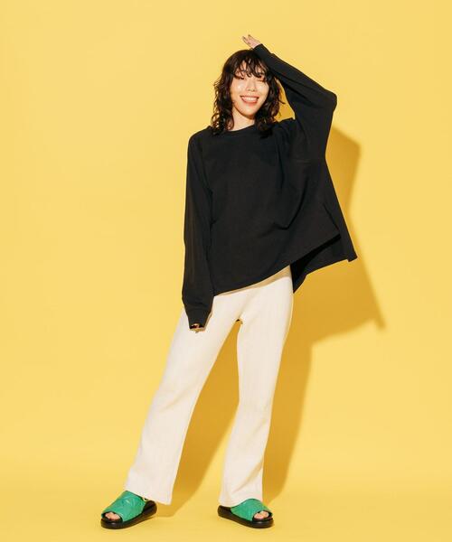 CITEN(シテン)の「<CITEN>ヘリンボン セミフレア パンツ(スウェットパンツ・レディース・ダークグレー/オフホワイト・FREE)」の3枚目の写真