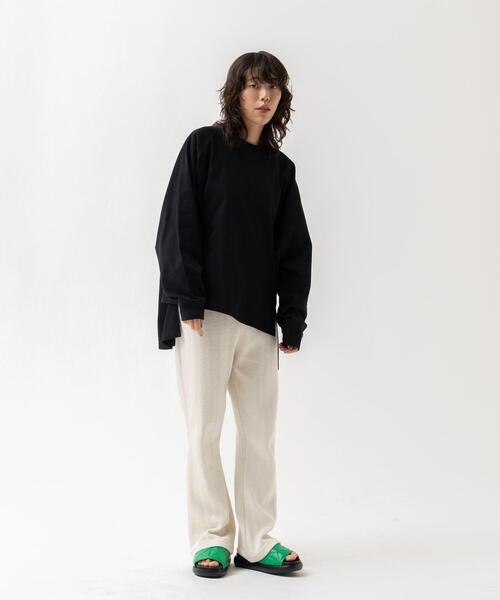 CITEN(シテン)の「<CITEN>ヘリンボン セミフレア パンツ(スウェットパンツ・レディース・ダークグレー/オフホワイト・FREE)」の4枚目の写真