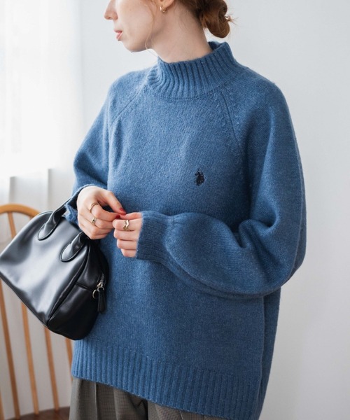 U.S. POLO ASSN.(ユーエスポロアッスン)の「∴WEGO/U.S. POLO ASSN. ハイネックセーター【WEB限定】(ニット/セーター・レディース・ブルー/ライトベージュ/杢グレー/オフホワイト・FREE)」の4枚目の写真