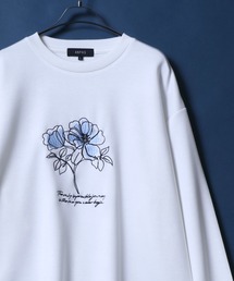 ANPAS | ANPAS Ponte Fabric Flower Embroidery Oversized SweatShirt/ANPAS 別注 ポンチ 花柄 刺繍 オーバーサイズ 長袖シャツ ロンT スウェット トップス トレーナー メンズ(Tシャツ/カットソー)