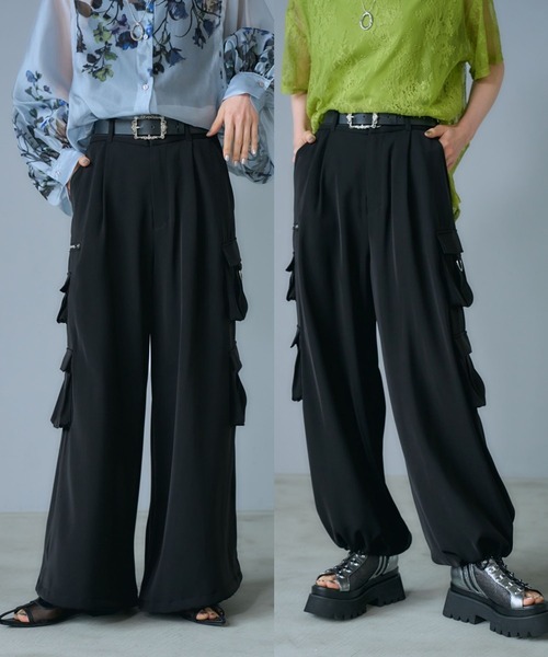 HARE(ハレ)の「【一部カラー接触冷感素材】2WAYトロミカーゴパンツ(HARE)(カーゴパンツ・レディース・ブルー/ブラック/ピンク/ブルーグリーン/イエロー/ブラック系その他・FREE)」の3枚目の写真