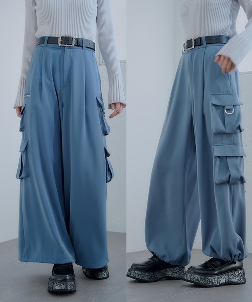 HARE(ハレ)の「【一部カラー接触冷感素材】2WAYトロミカーゴパンツ(HARE)(カーゴパンツ・レディース・ブルー/ブラック/ピンク/ブルーグリーン/イエロー/ブラック系その他・FREE)」の4枚目の写真