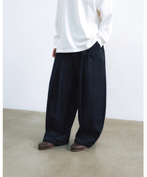 ANGLAN | Long Tuck Wing Balloon Denim Pants - Indigo(デニムパンツ)