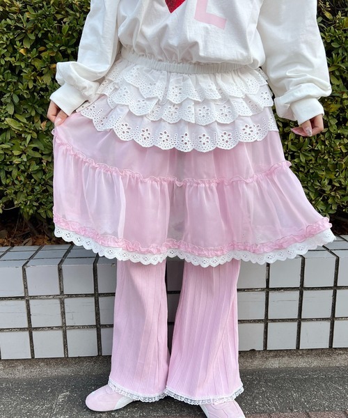 WC(ダブル シー)の「シアーレースミドルスカート(スカート・レディース・ホワイト/ピンク・FREE)」の12枚目の写真