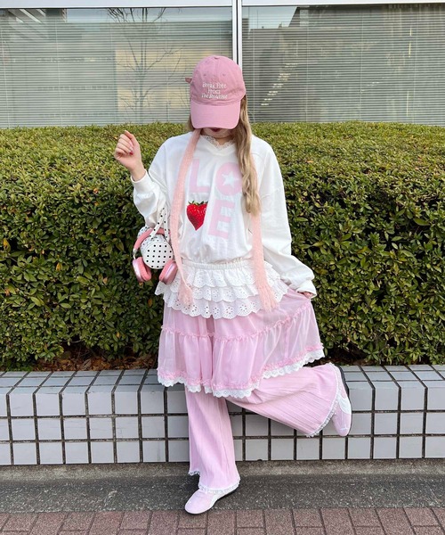 WC(ダブル シー)の「シアーレースミドルスカート(スカート・レディース・ホワイト/ピンク・FREE)」の15枚目の写真