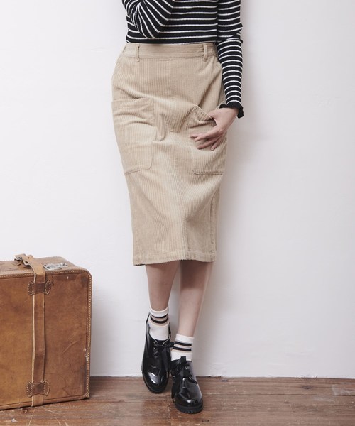 OLIVE des OLIVE(オリーブデオリーブ)の「ランダムコーデュロイ ナロースカート(スカート・レディース・ブラック/ベージュ/レッド/サックスブルー・FREE)」の1枚目の写真
