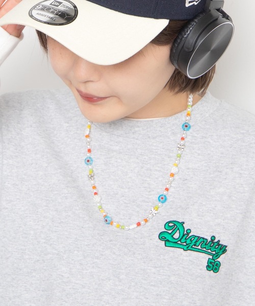 WEGO(ウィゴー)の「WEGO/フラワービーズミックスネックレス(ネックレス・レディース・ブルー/その他1/ブラック・FREE)」の1枚目の写真