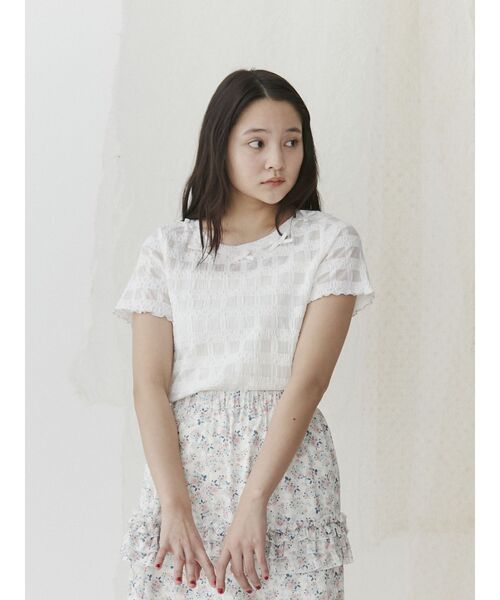 merry jenny(メリージェニー)の「ribbonシアーチェックtee(Tシャツ/カットソー・レディース・ブラック/オフホワイト・FREE)」の20枚目の写真