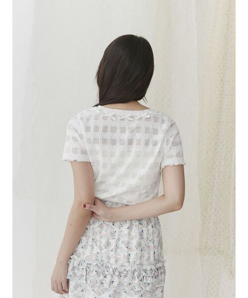 merry jenny(メリージェニー)の「ribbonシアーチェックtee(Tシャツ/カットソー・レディース・ブラック/オフホワイト・FREE)」の21枚目の写真