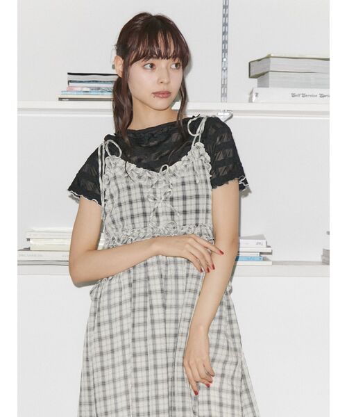 merry jenny(メリージェニー)の「ribbonシアーチェックtee(Tシャツ/カットソー・レディース・ブラック/オフホワイト・FREE)」の13枚目の写真