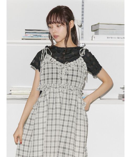 merry jenny(メリージェニー)の「ribbonシアーチェックtee(Tシャツ/カットソー・レディース・ブラック/オフホワイト・FREE)」の14枚目の写真