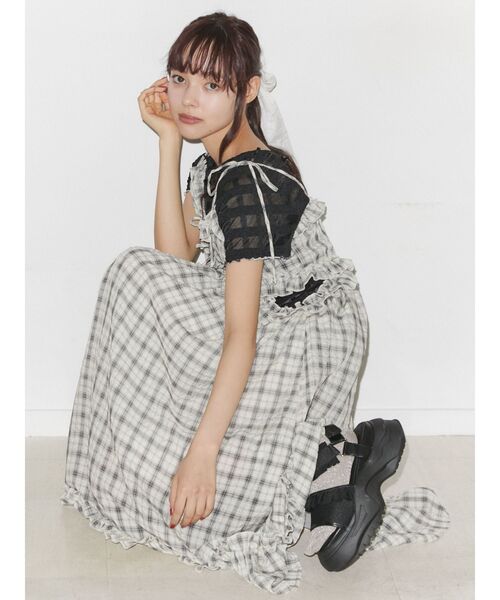merry jenny(メリージェニー)の「ribbonシアーチェックtee(Tシャツ/カットソー・レディース・ブラック/オフホワイト・FREE)」の15枚目の写真