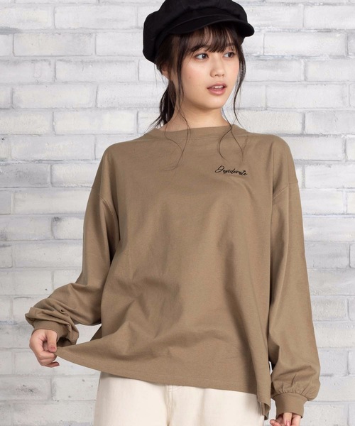 WEGO(ウィゴー)の「WEGO/ボリュームスリーブロゴロングTシャツ(Tシャツ/カットソー・レディース・ホワイト/パープル/ブラウン/グリーン・FREE)」の4枚目の写真