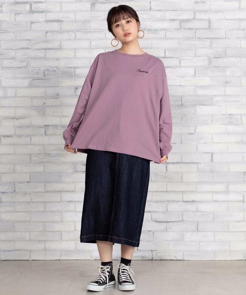 WEGO(ウィゴー)の「WEGO/ボリュームスリーブロゴロングTシャツ(Tシャツ/カットソー・レディース・ホワイト/パープル/ブラウン/グリーン・FREE)」の13枚目の写真