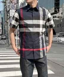 【BURBERRY】 バーバリー ショートスリーブ チェック ストレッチコットンポプリン シャツ 半袖 チェックシャツ メンズ