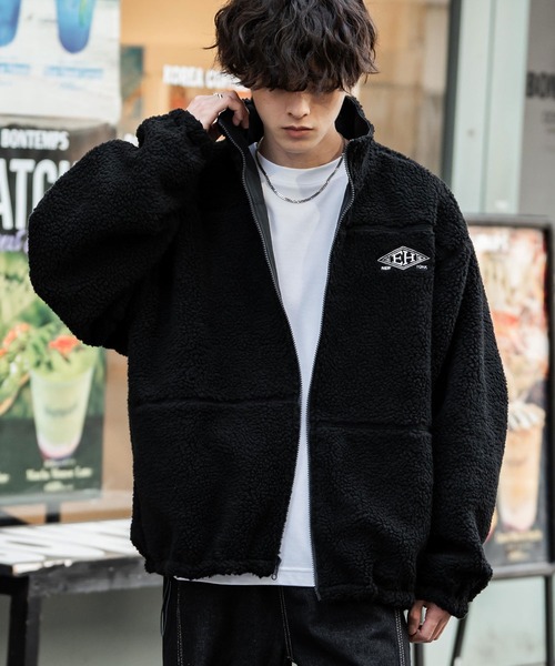 Rocky Monroe(ロッキーモンロー)の「新色追加 2Wayリバーシブル 両A面オーバーサイズワンポイントサークルロゴ刺繍スタンドネックボアブルゾン(ブルゾン・メンズ・グレー/ブラック/アイボリー/ワイン/チャコール/ネイビー/ブラウン/ブラック系/ベージュ・M/L/XL)」の15枚目の写真