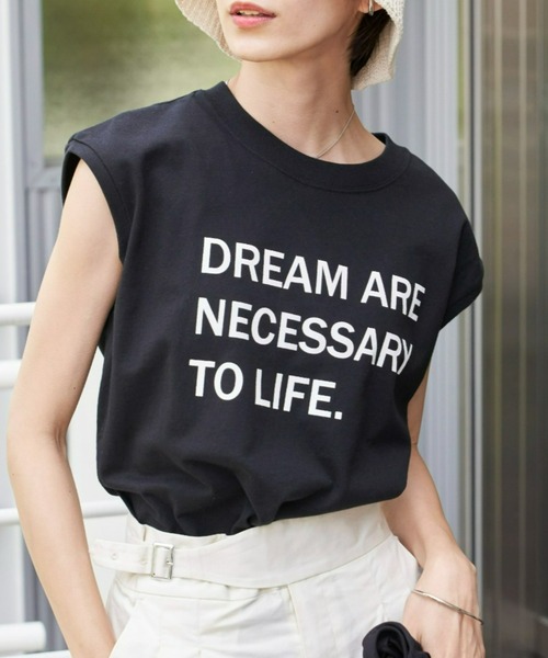 Auntie Rosa Holiday(アンティローザホリデー)の「メッセージプリントノースリーブTシャツ(Tシャツ/カットソー・レディース・ホワイト/イエロー/ブラック・FREE)」の3枚目の写真