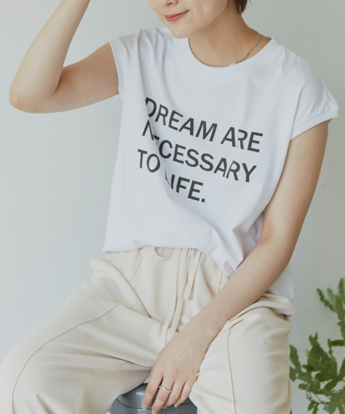 Auntie Rosa Holiday(アンティローザホリデー)の「メッセージプリントノースリーブTシャツ(Tシャツ/カットソー・レディース・ホワイト/イエロー/ブラック・FREE)」の6枚目の写真