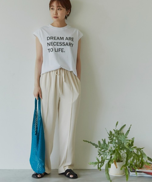 Auntie Rosa Holiday(アンティローザホリデー)の「メッセージプリントノースリーブTシャツ(Tシャツ/カットソー・レディース・ホワイト/イエロー/ブラック・FREE)」の8枚目の写真