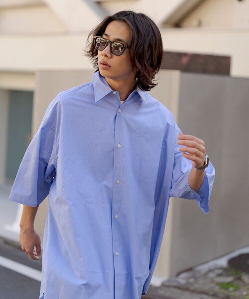 FREAK'S STORE(フリークスストア)の「限定展開 SUPER BIG S/S レギュラーカラーシャツ / ビッグシルエット(シャツ/ブラウス・メンズ・ブルー系その他/ホワイト系その他/サックスブルー/オリーブ/ベージュ/ブラック/チャコールグレー/ホワイト・SMALL/MEDIUM/LARGE)」の18枚目の写真