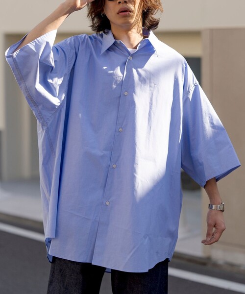 FREAK'S STORE(フリークスストア)の「限定展開 SUPER BIG S/S レギュラーカラーシャツ / ビッグシルエット(シャツ/ブラウス・メンズ・ブルー系その他/ホワイト系その他/サックスブルー/オリーブ/ベージュ/ブラック/チャコールグレー/ホワイト・SMALL/MEDIUM/LARGE)」の11枚目の写真