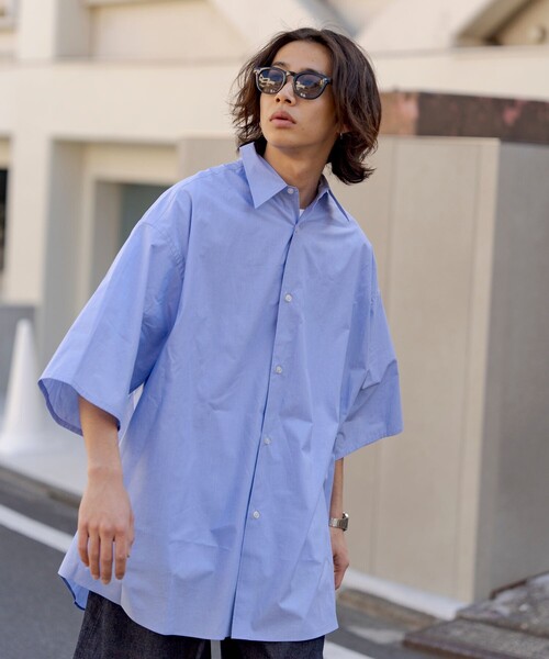 FREAK'S STORE(フリークスストア)の「限定展開 SUPER BIG S/S レギュラーカラーシャツ / ビッグシルエット(シャツ/ブラウス・メンズ・ブルー系その他/ホワイト系その他/サックスブルー/オリーブ/ベージュ/ブラック/チャコールグレー/ホワイト・SMALL/MEDIUM/LARGE)」の10枚目の写真